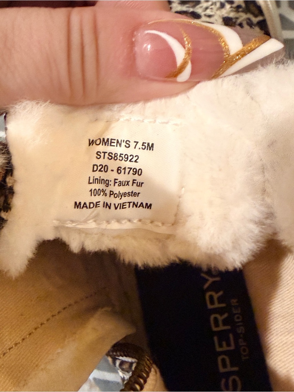 Sperry Leopard Print High-Top Sneakers with Cream Faux Fur - Picture 3 of 6